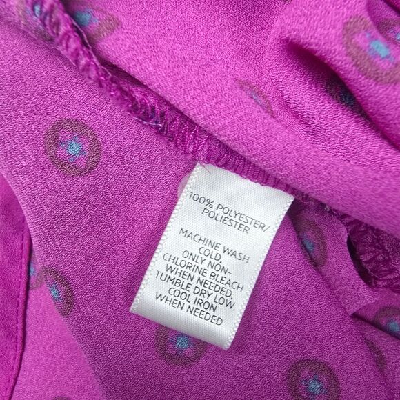 LOFT Long‎ Sleeve Fuchsia Printed Buttoned Blouse Women's Medium Petite - Picture 5 of 9